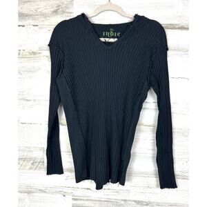 Indie Peace Women’s M Black Handmade Long Sleeve Boho Hoodie Top Rare NEW